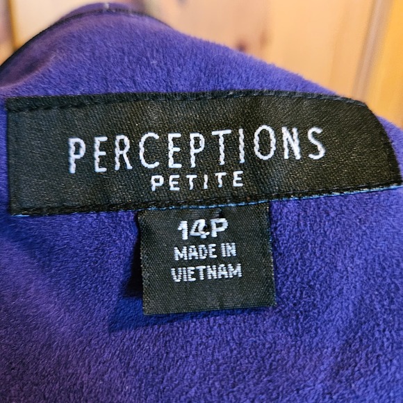 Women's Perceptions Purple With Black Trim Open Blazer Size 14 Petite - Picture 4 of 6
